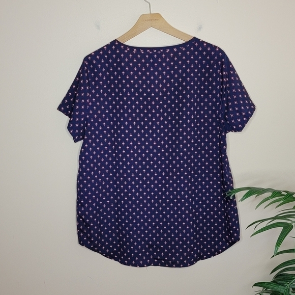 Gap Factory | Navy Burgundy Orange Print Top - Picture 4 of 4